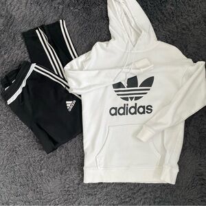Men Size Small Adidas white and black tracksuit trackpants sweatshirt hoodie